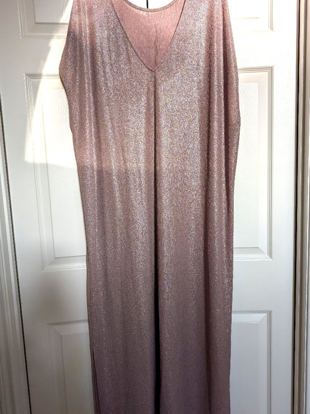 Show Me Your Mumu Worldly Tunic 2X Metallic Champagne Maxi Caftan Dress NWT